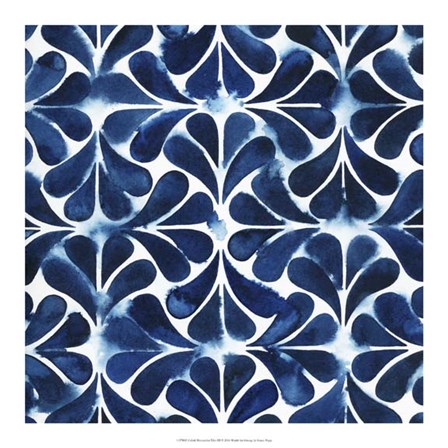 Cobalt Watercolor Tiles III by Grace Popp art print