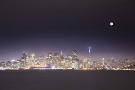 San Fran And Moon by Moises Levy art print