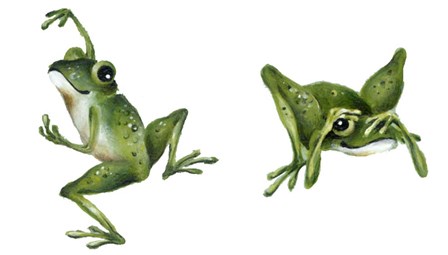 April Showers - Frogs by Peggy harris art print