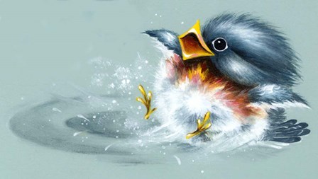 April Showers - Bird Puddle by Peggy harris art print