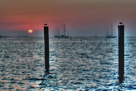 Key West Sunset Two Pilings by Robert Goldwitz art print