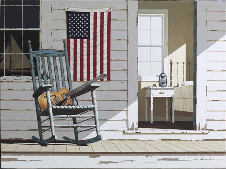 Rocking Chair With Guitar by Zhen-Huan Lu art print