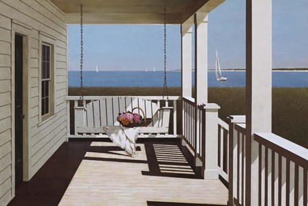 Flower Basket On Swing Chair by Zhen-Huan Lu art print