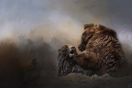 Grizzlies In The Water by Jai Johnson art print