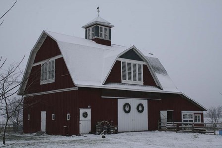 Red Barn in Winter by Jeff Rasche art print