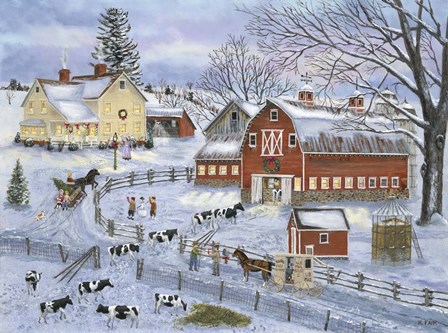 Dairy Farm at Christmas by Bob Fair art print
