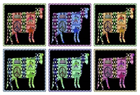 Folk At Country Peace Cows by Cheryl Bartley art print