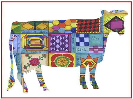 Friendship Quilt Folk Art Cow by Cheryl Bartley art print