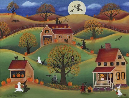 Halloween Autum Pumpkin Farm by Cheryl Bartley art print