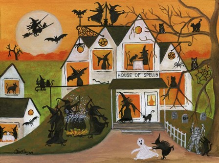 Halloween Witch House Of Spells by Cheryl Bartley art print