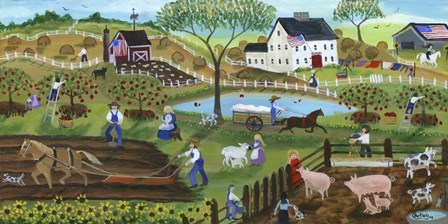 Old Tyme Americana Country Farmyard by Cheryl Bartley art print