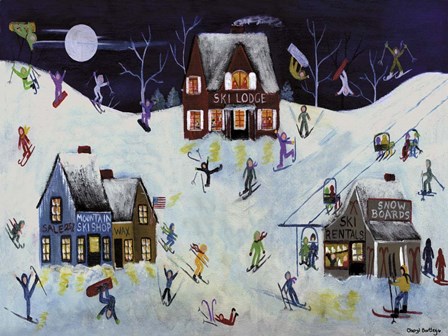 Mountain Ski Slope by Cheryl Bartley art print