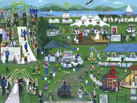 Folk Art Wedding Party by Cheryl Bartley art print