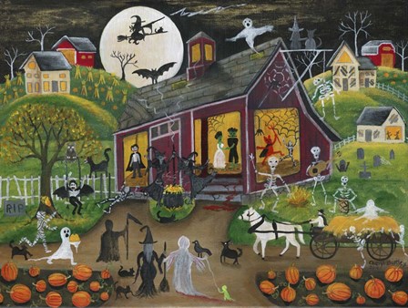 Ho Down Barn Dance Halloween by Cheryl Bartley art print