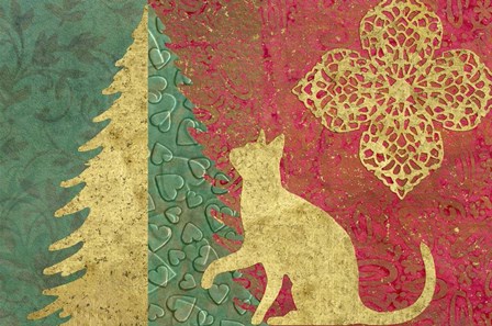 Xmas Tree and Cat by Cora Niele art print