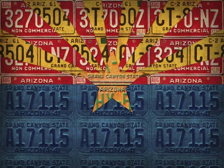 Arizona State Flag License Plates by Design Turnpike art print