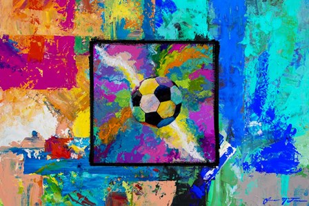 Window into the Soccer Universe - Pink and Cyan Football by Jace D. McTier art print