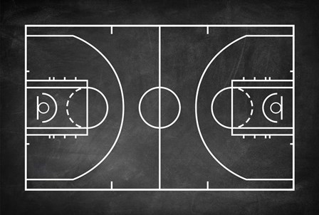 Basketball Court Chalkboard Background by Sports Mania art print