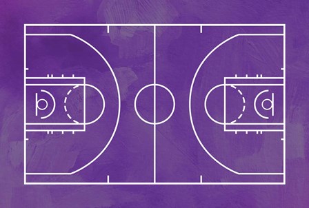 Basketball Court Purple Paint Background by Sports Mania art print