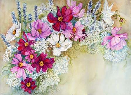 Coleome and Queen Ann Lace Mix by Joanne Porter art print