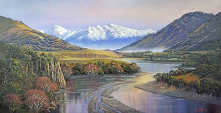 Autumn on the Waiau River by John Bradley art print