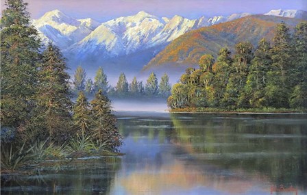 Lake Matheson Reflections by John Bradley art print