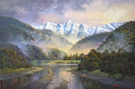 Rising Mists   Lewis Pass copy by John Bradley art print