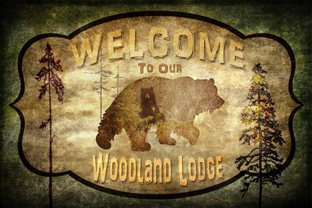 Welcome - Lodge Black Bear 1 by LightBoxJournal art print