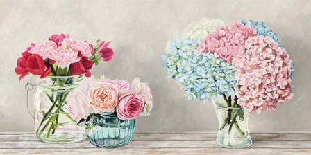 Fleurs et Vases Blanc by Remy Dellal art print