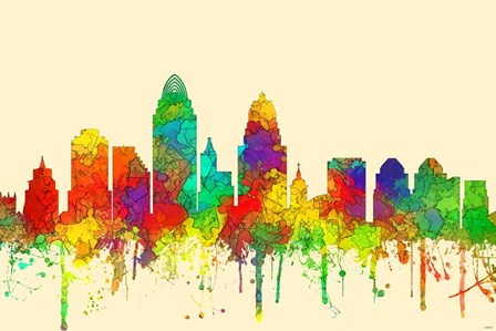 Cincinnati Ohio Skyline-SG by Marlene Watson art print