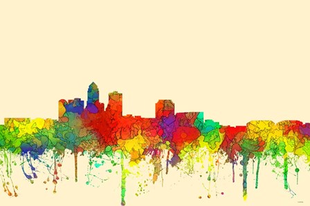 Des Moines Iowa Skyline-SG by Marlene Watson art print