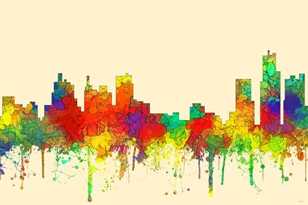 Detroit Michigan Skyline-SG by Marlene Watson art print