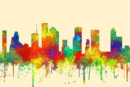 Houston Texas Skyline-SG by Marlene Watson art print