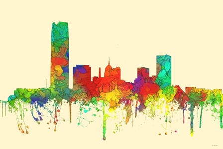 Oklahoma City Oklahoma Skyline-SG by Marlene Watson art print