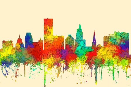 Providence Rhode Island Skyline-SG by Marlene Watson art print