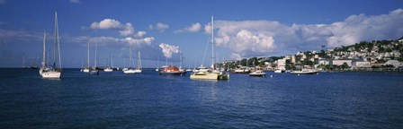 Boats at a Harbor, Martinique, West Indies by Panoramic Images art print