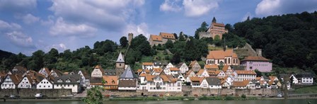 Houses at the Waterfront, Necker River, Hesse, Germany by Panoramic Images art print