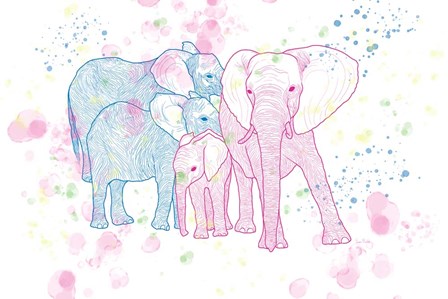 Happy Elephant Family by Ramona Murdock art print