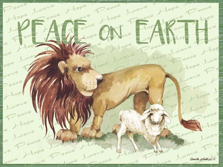 Lion and Lamb Cartoon by Anita Phillips art print