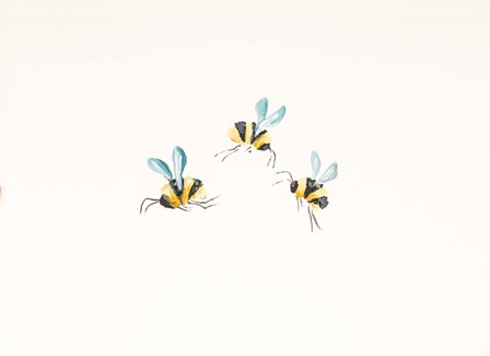 3 Bees on White by Molly Susan Strong art print