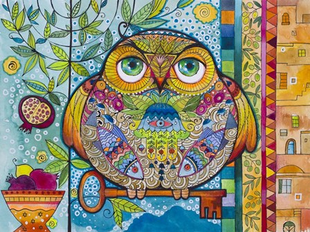 Judaica Folk Owl by Oxana Zaika art print