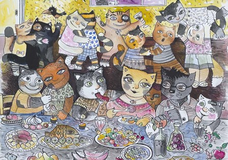 Cat Party by Oxana Zaika art print