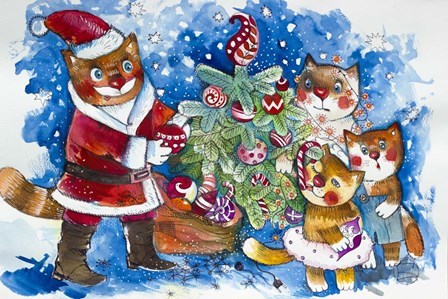 Christmas Cats by Oxana Zaika art print