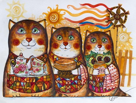 3 Cats by Oxana Zaika art print