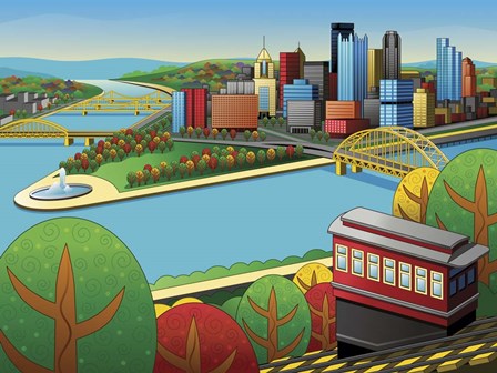Pittsburgh Incline Autumn by Ron Magnes art print