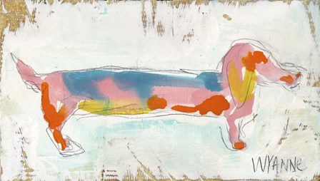 Doxie on Reclaimed Wood by Wyanne art print