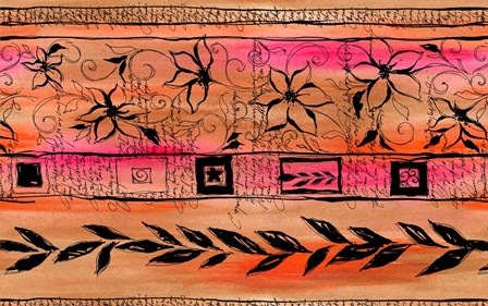 Flowers and Leaves - Peach by Stessi art print