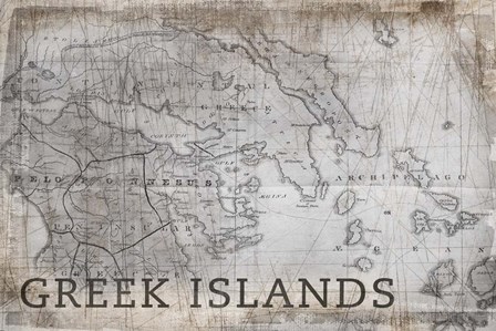 Greek Islands Map White by PI Galerie art print