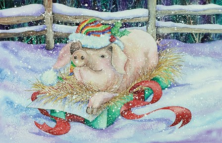 Christmas Pig by Kathleen Parr McKenna art print