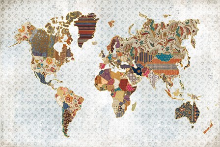 Pattern World Map Geo Background by Laura Marshall art print